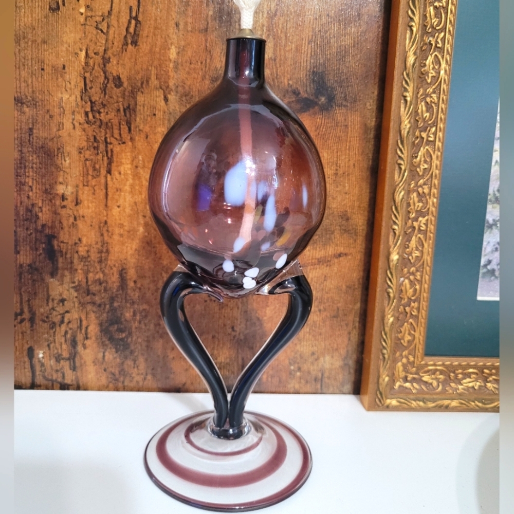 Vintage Jozefina Krosno Jellyfish Oil Lamp